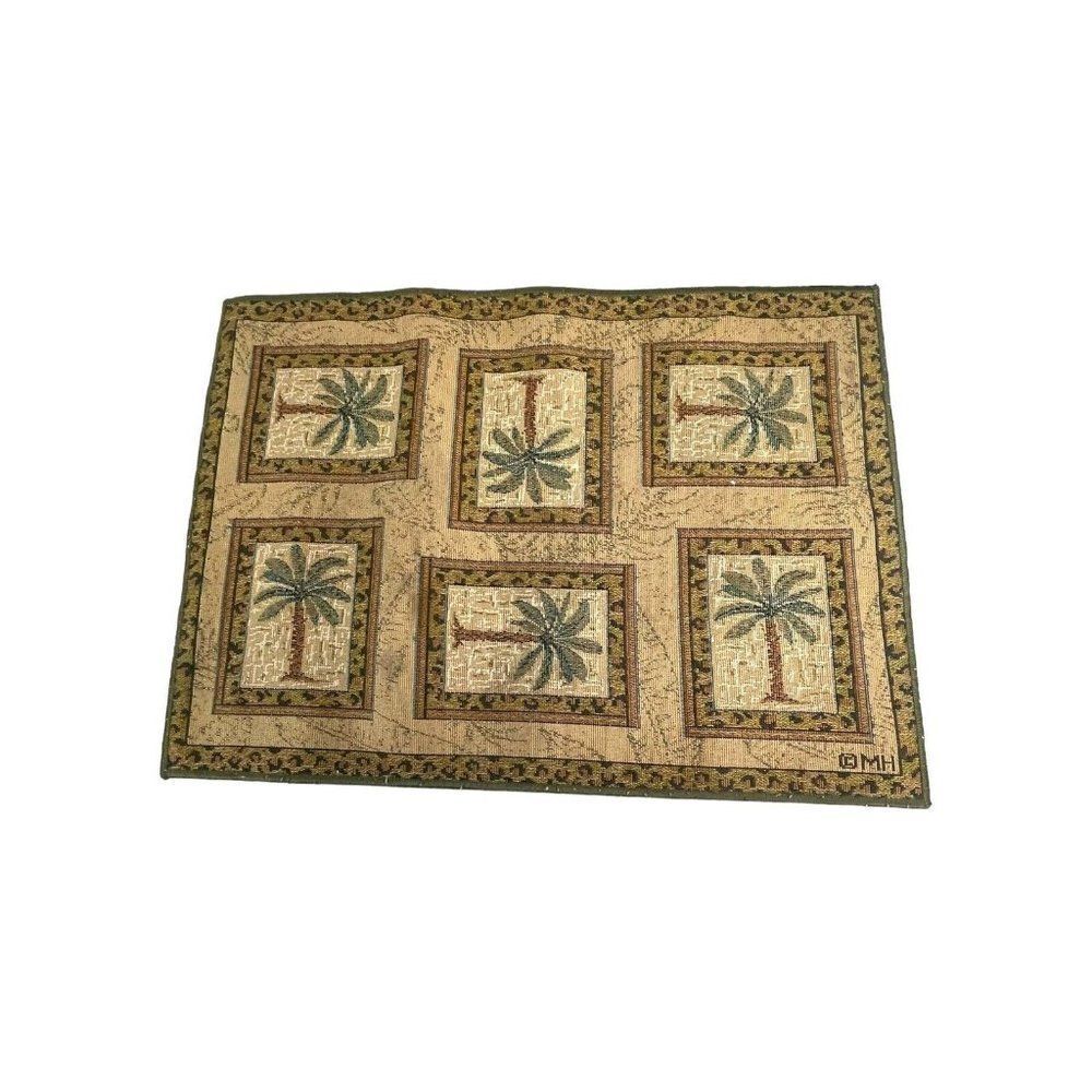 Tropical Placemats Set Of 4 Palm Tree Scene Tapestry Formal Beach Decor READ